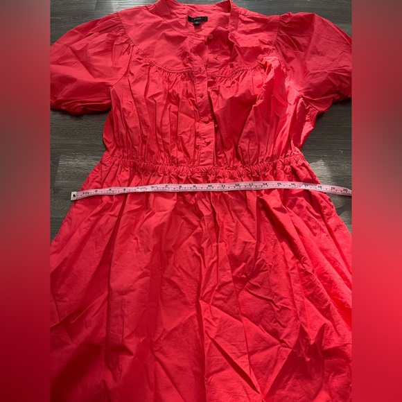 J.Crew Puff Sleeve Poplin Cotton Shirtdress Women XL Seaside Coral Preppy Chic - Picture 6 of 10